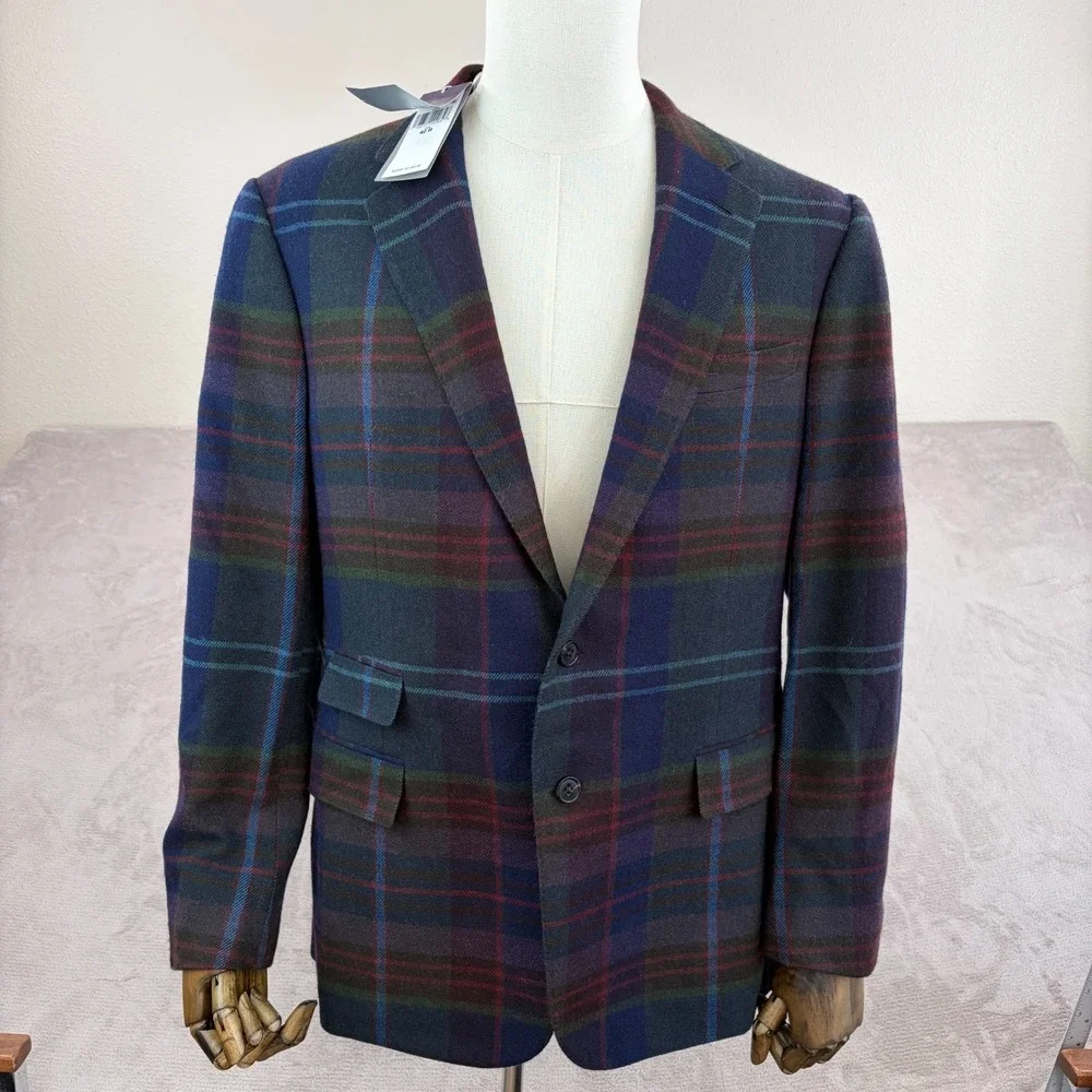 Ralph Lauren Purple Label Kent Hand Tailored Jacket Men 42R Wool Plaid NWT $2500